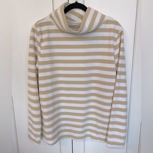 Dudley Stephens Greenpoint Turtleneck Fleece Stripe Natural Blush/White NWT XL